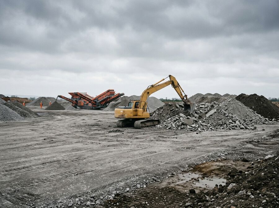 Concrete demolition with 15-tonne excavator, West Yorkshire