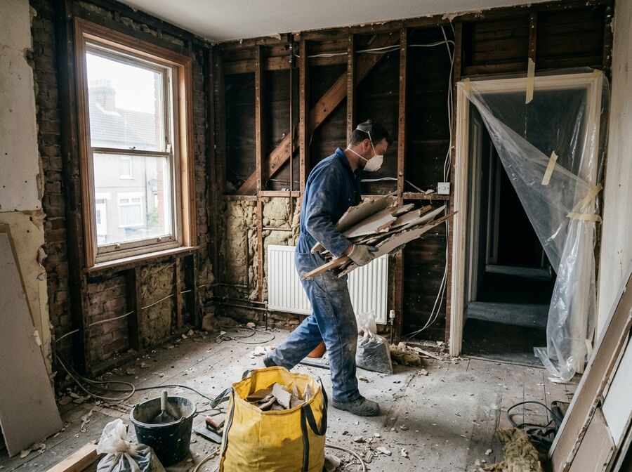 House strip-out in progress, West Yorkshire